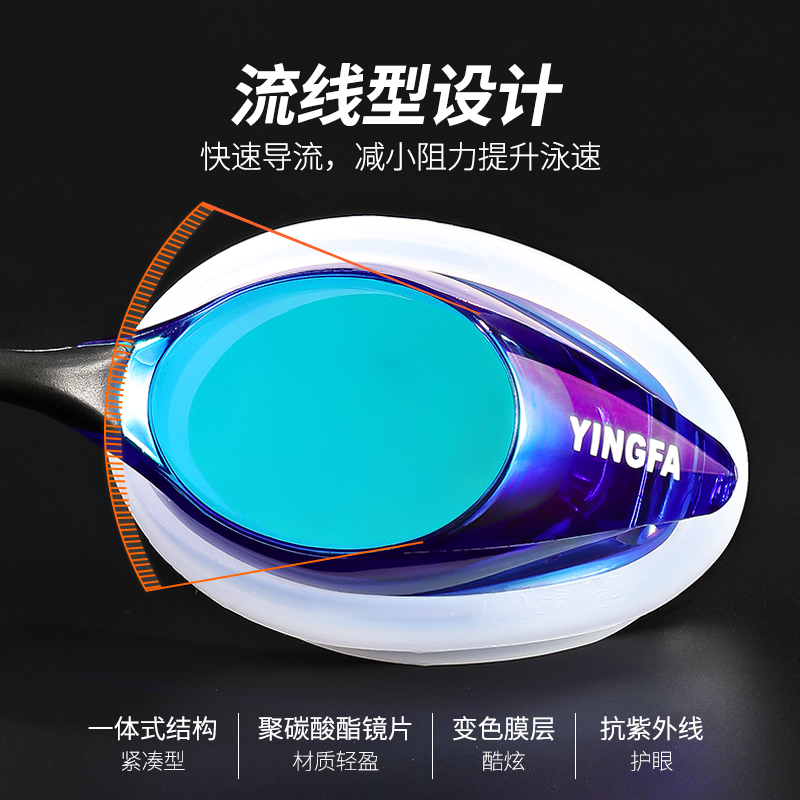 Y340AF(V),防霧高清炫彩電鍍膜泳鏡,圖片1