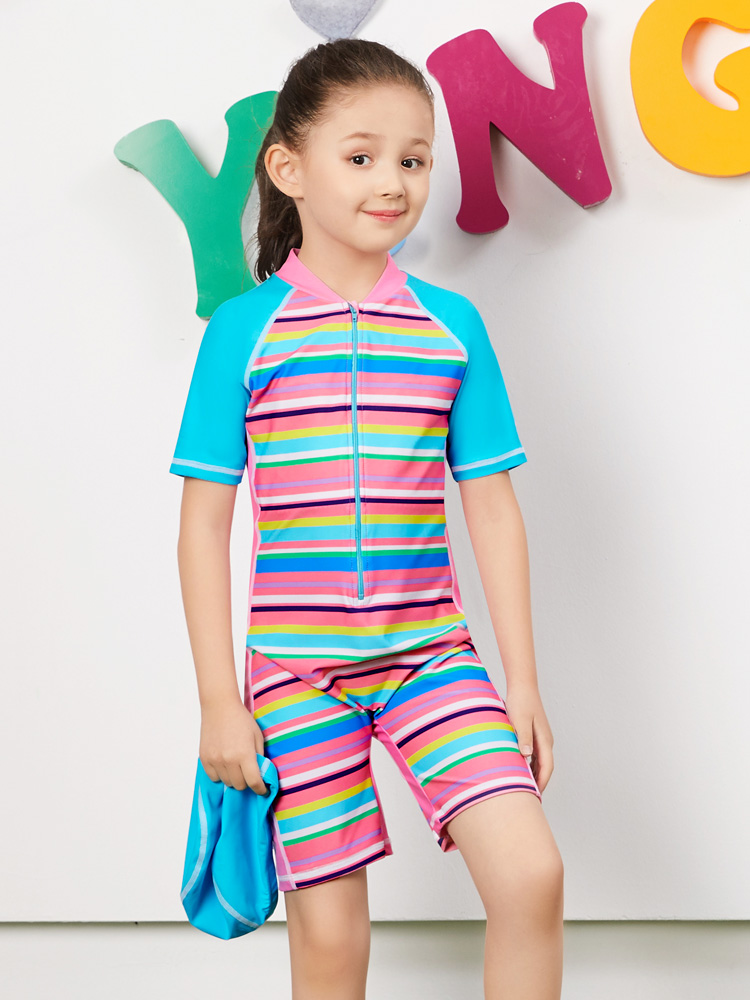 Y0390,女童連體短袖泳衣,圖片2