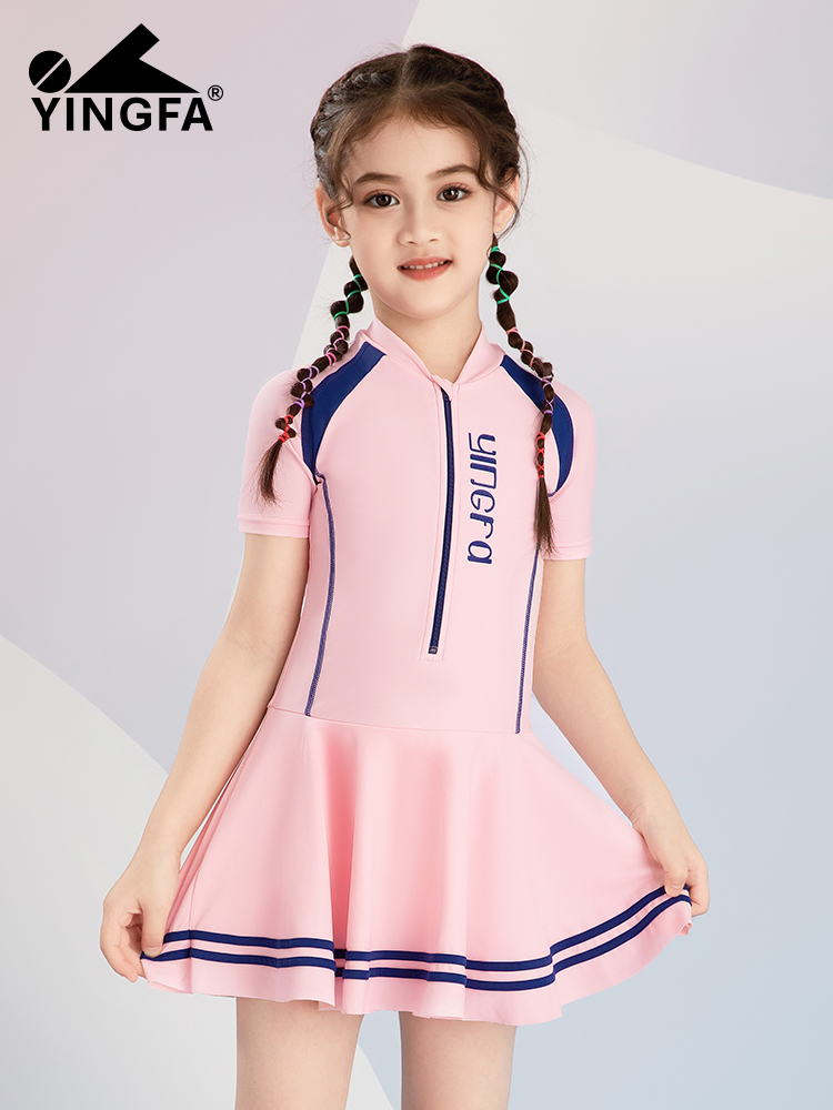 Y0537,女童裙式連體泳衣,圖片1