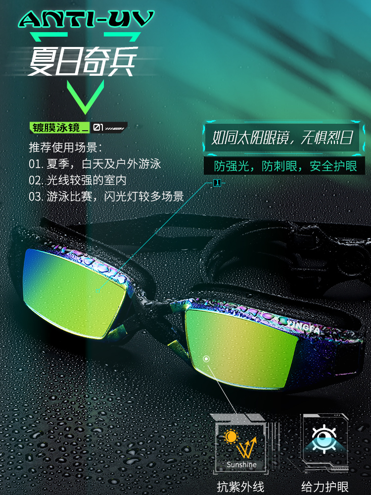 Y1300AF(V),防霧炫彩鍍膜泳鏡,圖片2