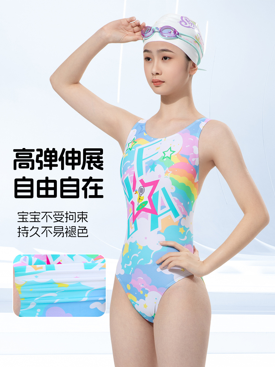 8057(kids),女童三角連體泳衣,圖片5